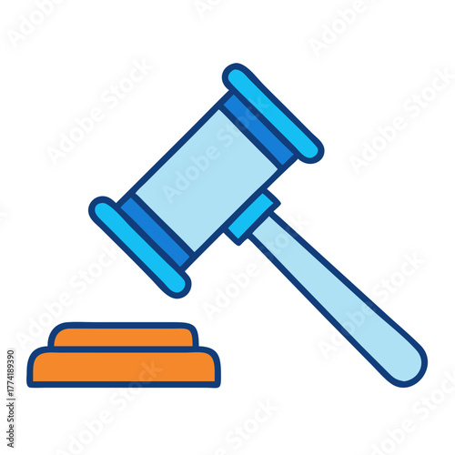 Graphic Gavel Illustration Depicting Law and Justice in Court