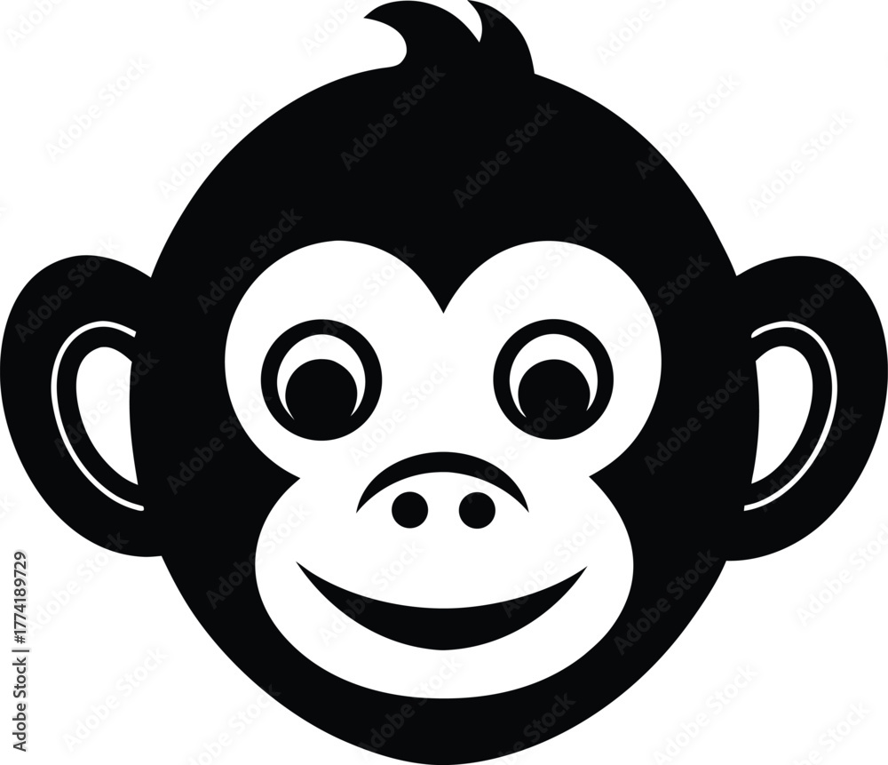 Obraz premium Cute monkey face icon with playful expression