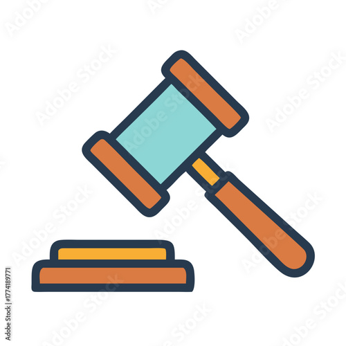 Stylized Gavel Icon Isolated on Black Background Illustration
