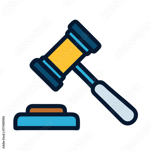 Gavel and block icon representing law and justice concept