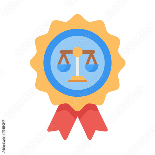 Scales of Justice Badge Icon, Fairness and Legal Matters