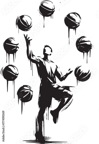 Dynamic basketball artistry: A performer's dance with gravity an