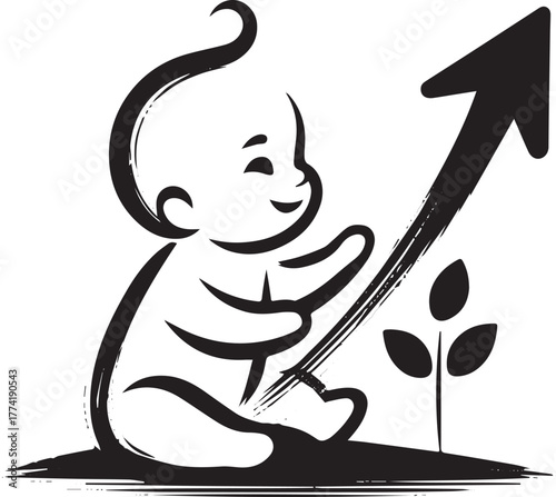 Stylized depiction of infancy progression illustration for miles