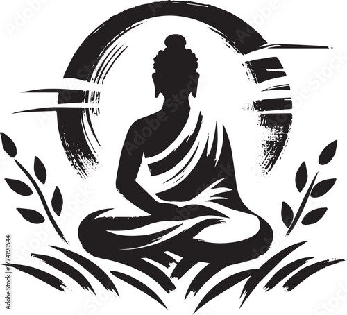 Meditative stillness: A spiritual emblem in brushstroke artistry