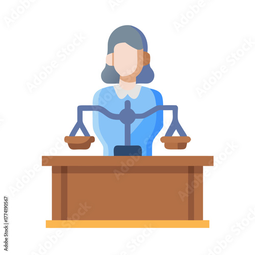 Illustration of a female judge with scales of justice