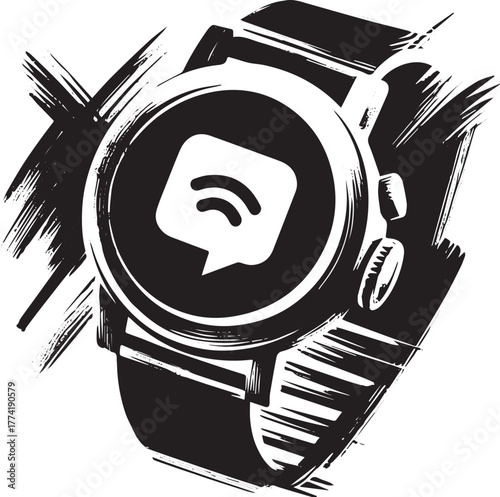 Elegant smartwatch illustration with notification indicator in m
