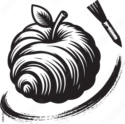 Artistic Apple Turnover with Sumi-e Brushstroke, minimalist culi