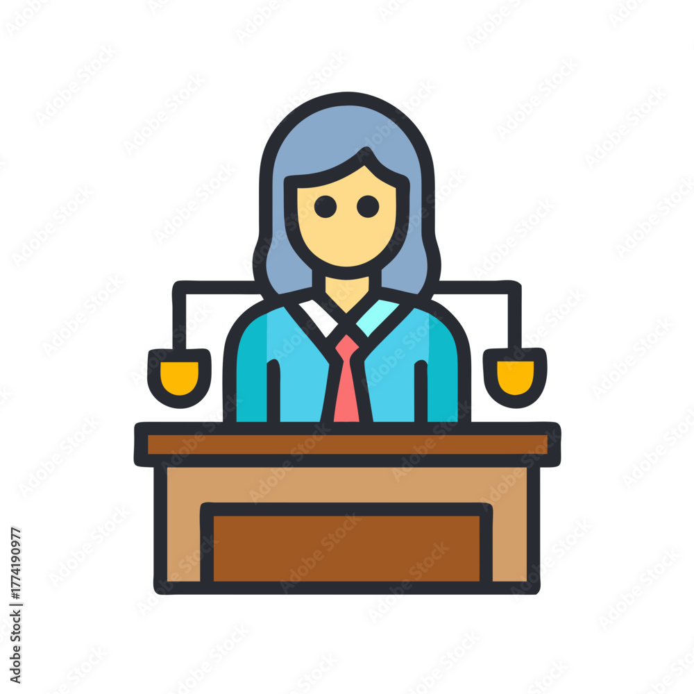 Obraz premium Judge vector icon symbol of the justice system