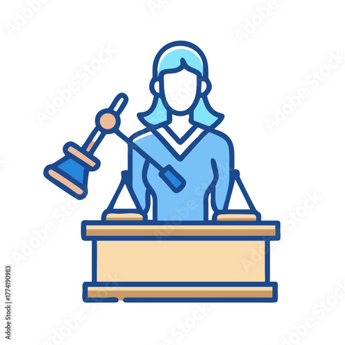 Abstract female judge with gavel vector illustration icon