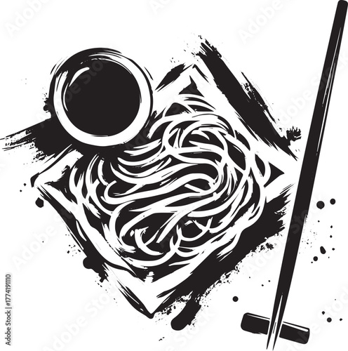 Minimalist Sumi-e: A black and white depiction of Malaysian Char