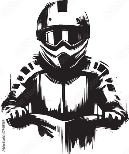 Dynamic Sumi-e Illustration of a Determined Speedway Racer in Fu