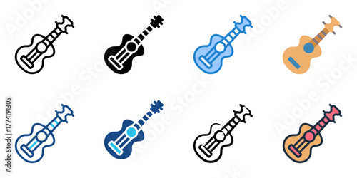 Guitar icon set multiple style collection 
