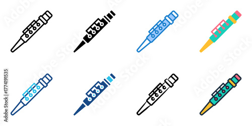 Flute icon set multiple style collection 
