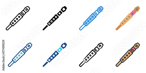 Clarinet icon set multiple style collection 
