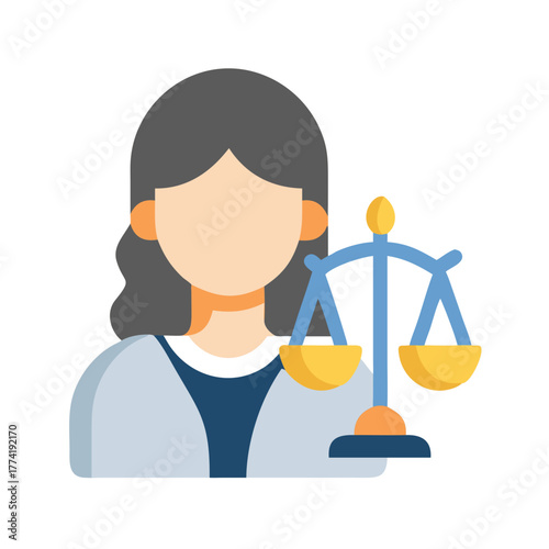 Flat illustration of a lawyer holding scales of justice