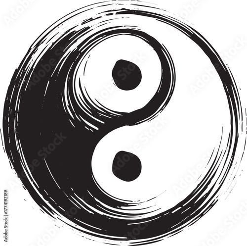 Balance Symbol, Yin Yang with Brush Style for Icon or Logo desig