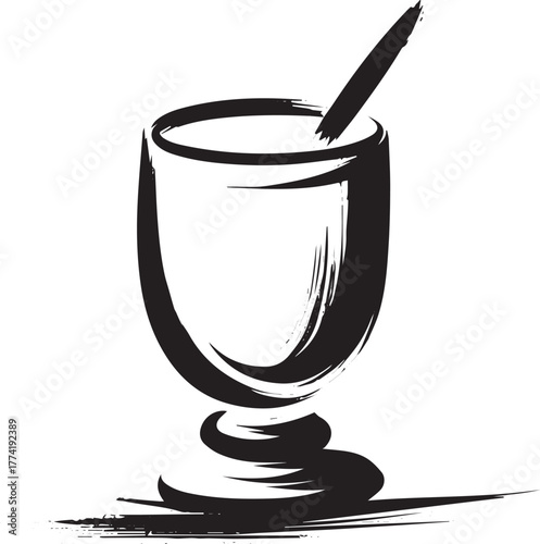 Elegant sumi-e style illustration of Lassi beverage with express