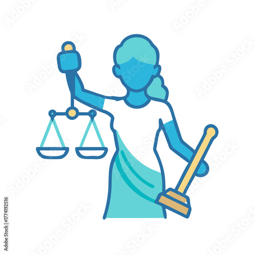 Themis Goddess of Justice icon flat vector illustration