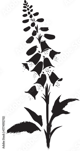 Elegant Foxglove Flower in Sumi-e Style: a Minimalist Japanese B