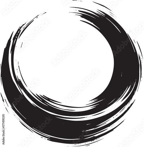Dynamic Enso Brushstroke: A Symbol of Zen, Enlightenment, and th