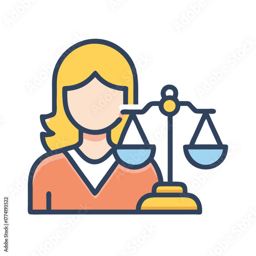 Lady Justice icon design showing balance and legal decisions