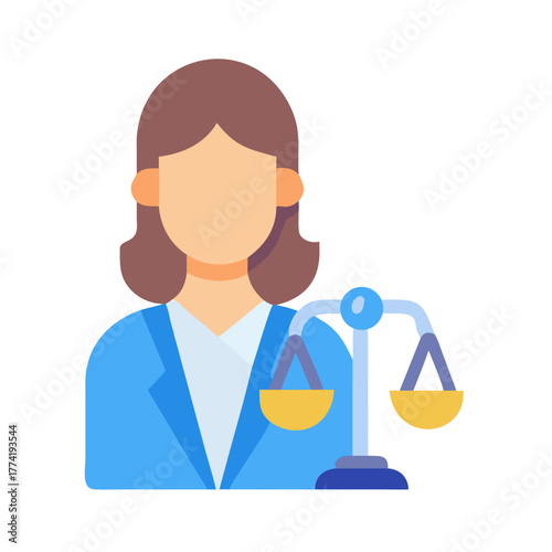 Lawyer with scales of justice, flat design illustration