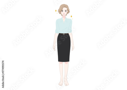 姿勢の良いオフィス女性全身