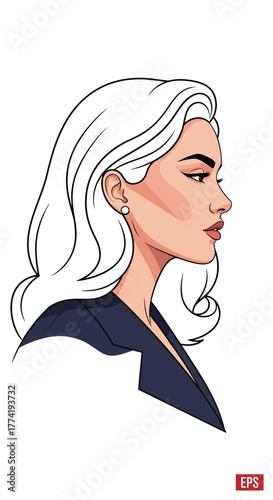 Ilustración de un hombre y una mujer sonrientes, ambos vestidos con trajes de negocios, representando profesionalismo y servicio.