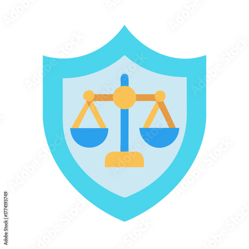 Scales of justice on a shield legal protection symbol