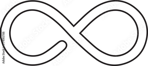 Minimalist Infinity Symbol Design: Double Loop Mobius Strip Concept with Endless Loop Illustration on Transparent Background
