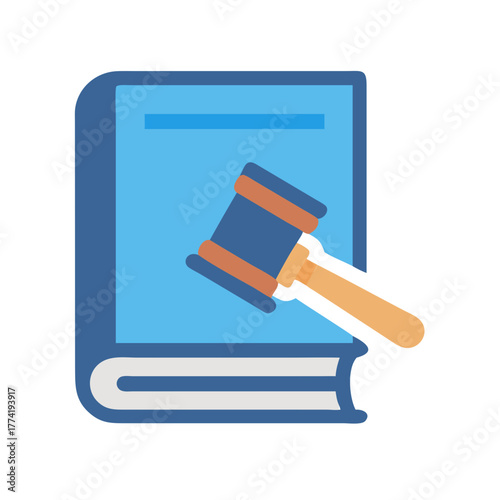 Blue law book with gavel representing legal authority