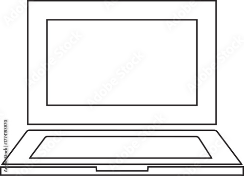 Sleek Notebook Silhouette Vector Illustration Tech Device Outline Portable Computer Design Thin Line Art Electronic Equipment Icon Symbol Digital Work Tool Modern