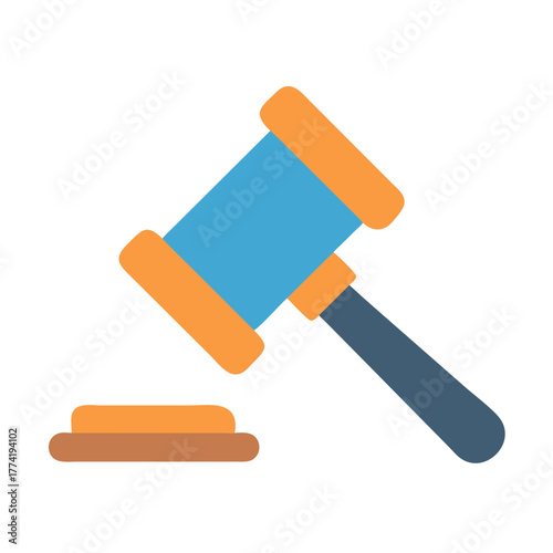 Abstract blue and orange gavel on a black background