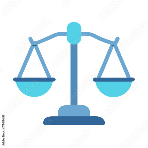 Stylized balance scales isolated on black background for justice