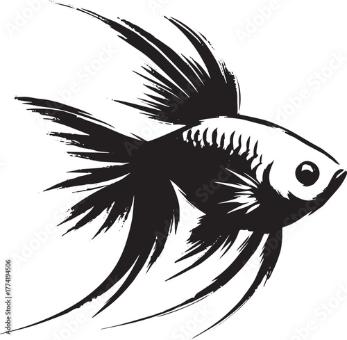 Elegant anthias fish illustration with minimalist artistic brush
