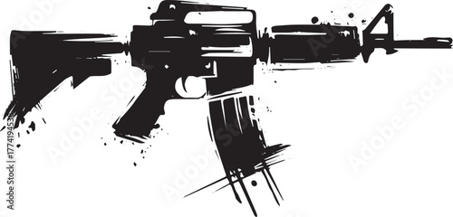 Stylized rendition of an assault rifle rendered in a brushstroke