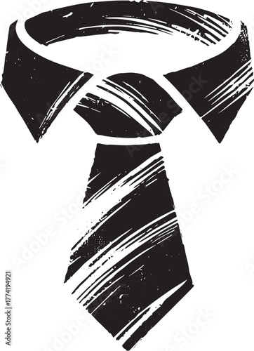 Simple black and white tie icon illustration, minimalist design