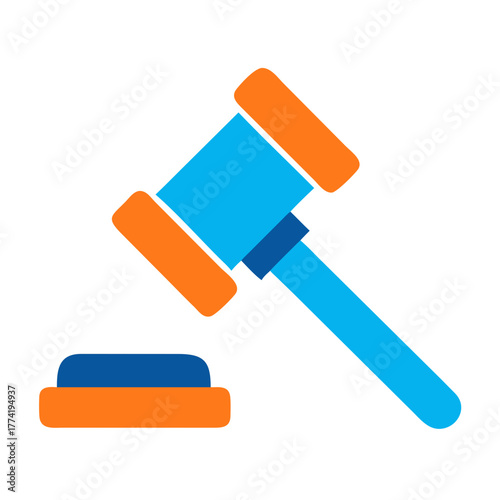 A flat styled gavel and sounding block illustration