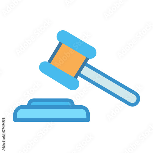 Simple flat illustration of a gavel isolated on black