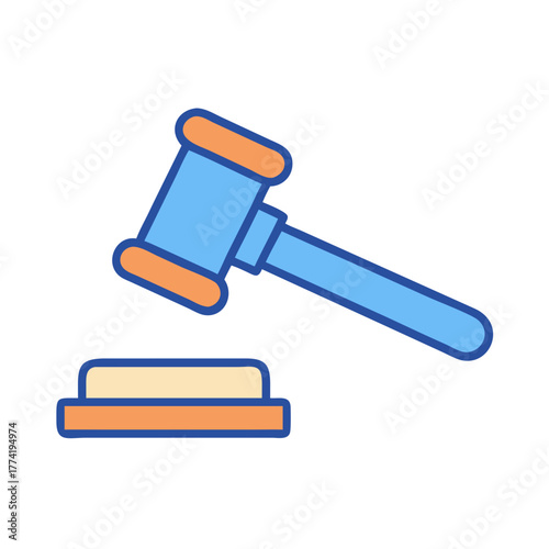 Stylized vector gavel and sound block justice representation