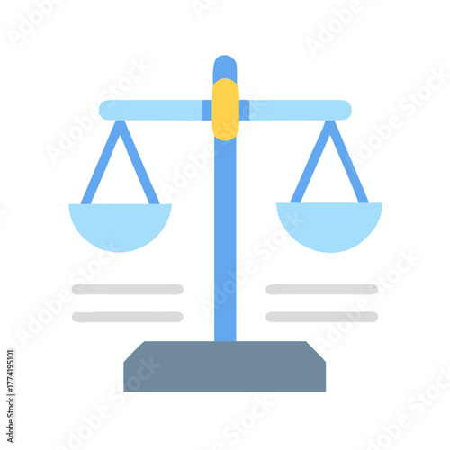 Flat design justice scales against a contrasting black background