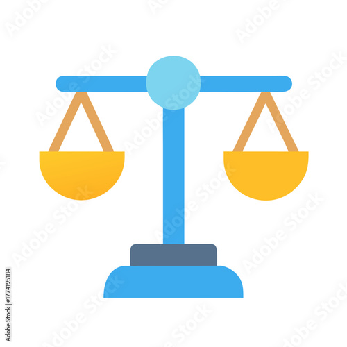 Flat Vector Scales of Justice Isolated on Black Background