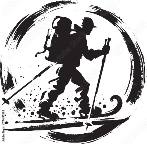 Artistic rendition of snowshoeing adventure captured in expressi