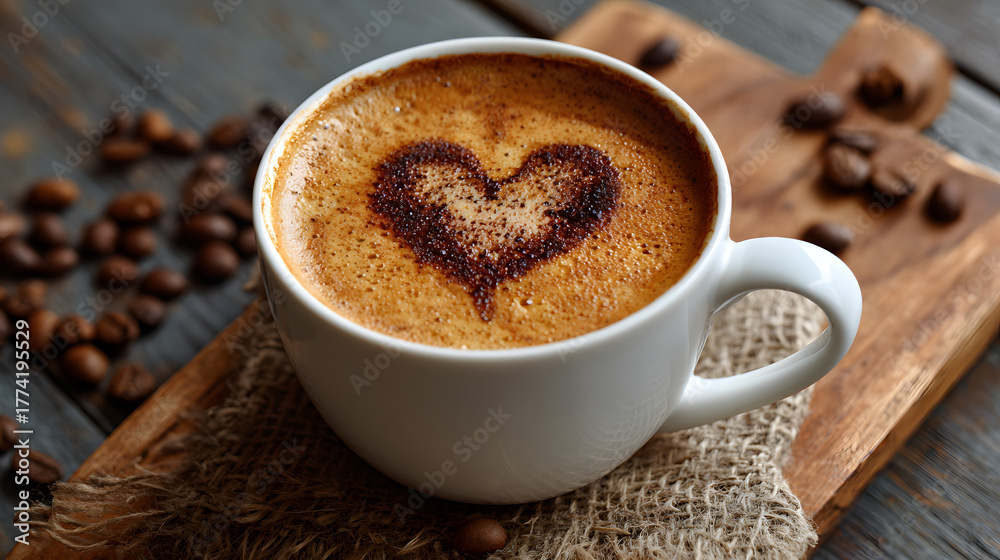 Fototapeta premium CoffeeCupWithHeartDesign