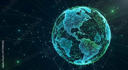 Global network connection of the earth and digital abstract background