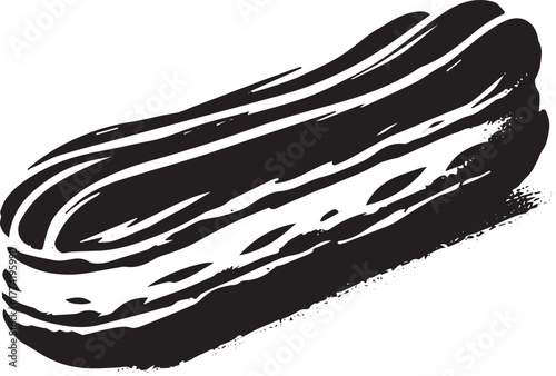 Minimalist sumi-e illustration of a delicious eclair pastry in b