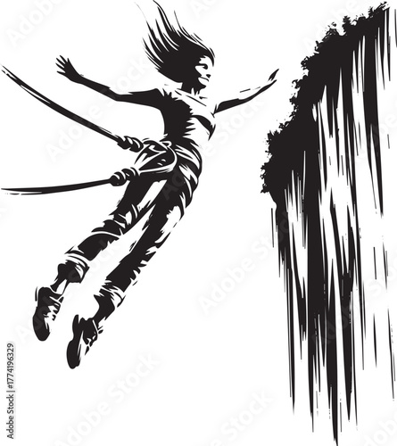 Woman's exhilarating plunge: Bungee jumping adventure captured i