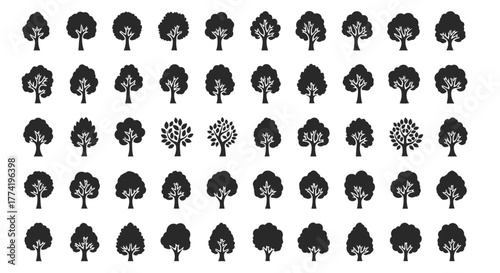 Ultimate Tree Silhouette Vector Collection — Detailed Simple Glyph Icons Set