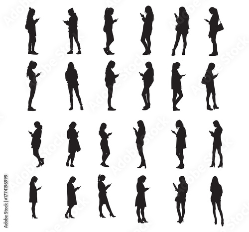 Silhouette of woman using smartphone