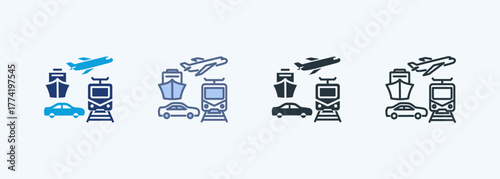 Transportation Multiple Style Icon Collection